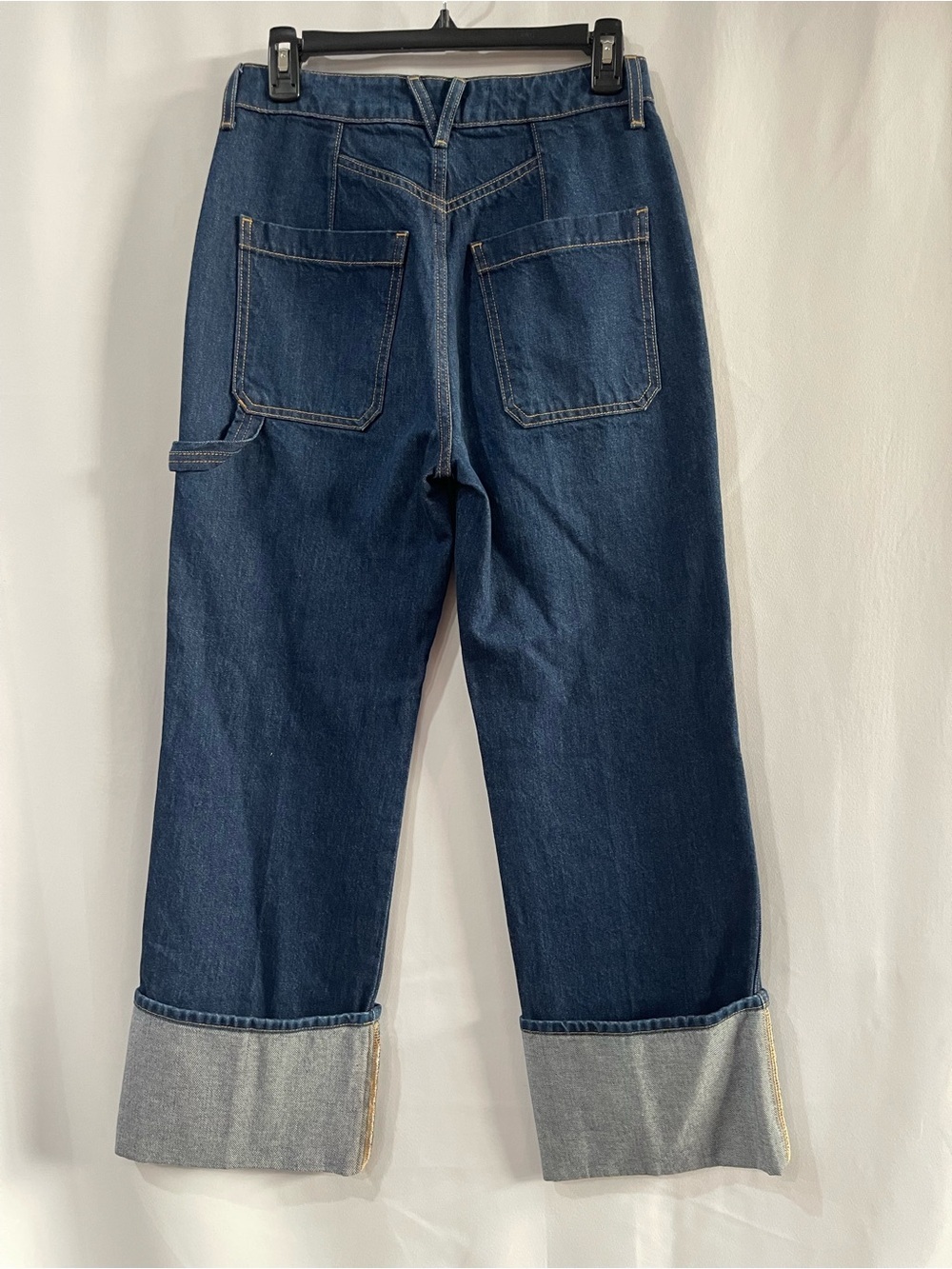 Veronica Beard Dylan High Rise Straight Leg Jean Full Length Wide Cuff hem - Picture 3 of 16